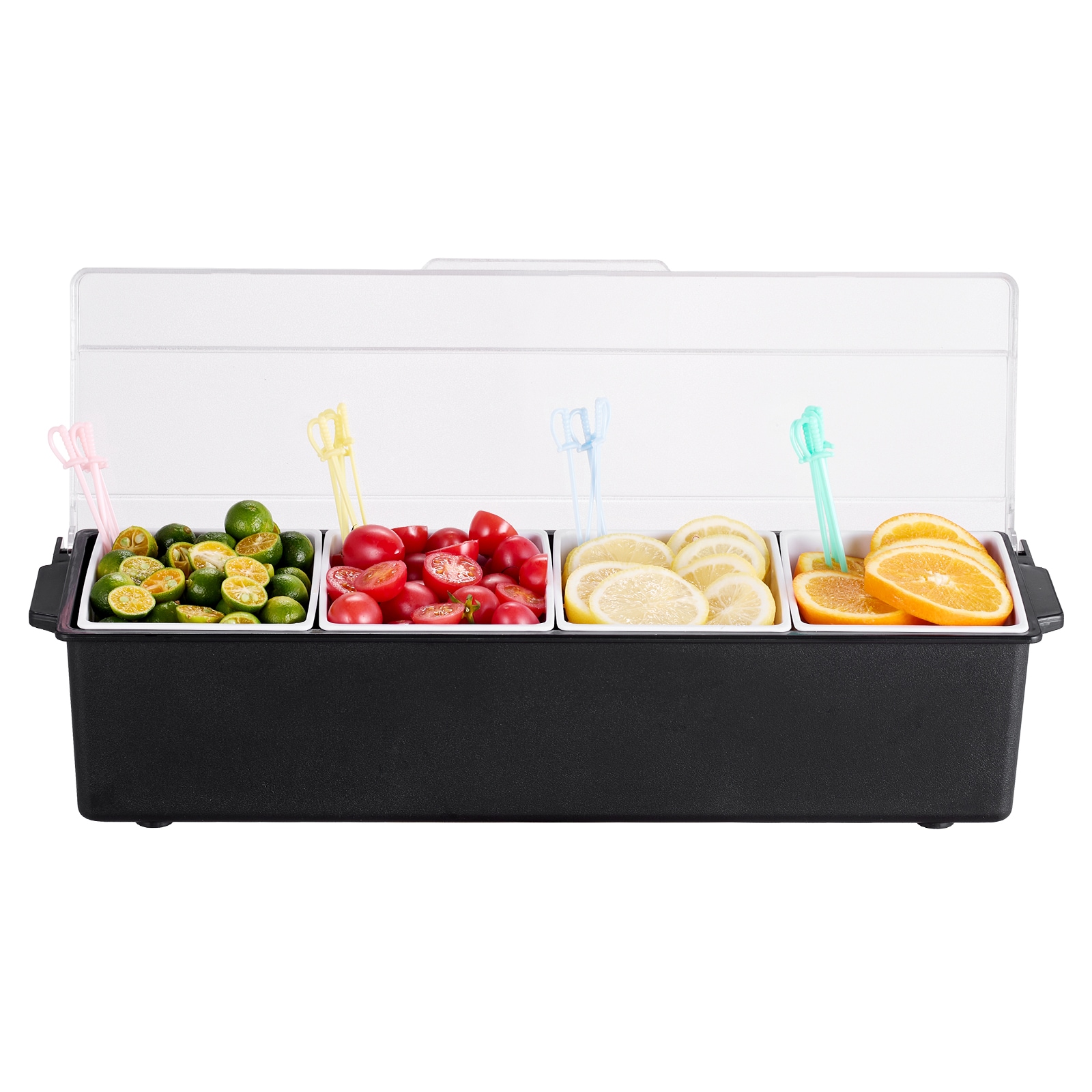 Chilled Condiment Server With Lid 4 Compartment Cold Serving Tray_voghion.com
